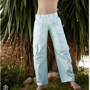 Free People We The Free Lap of Luxury Barrel Cargo Jeans